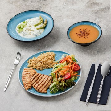 Conjunto de jantar 3 peças azul/porcelana