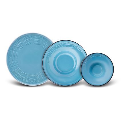 Conjunto de jantar 3 peças azul/porcelana