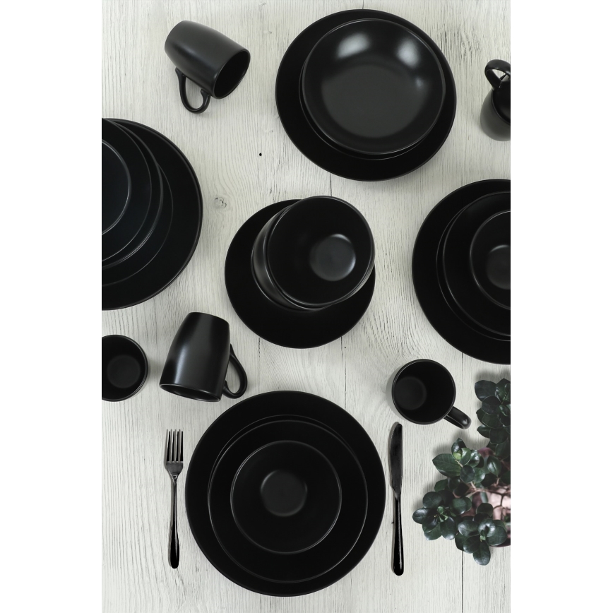 Conjunto de jantar 30 peças preto/cerâmica