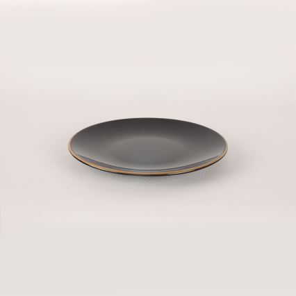 Conjunto de jantar 44 peças preto/dourado/grés