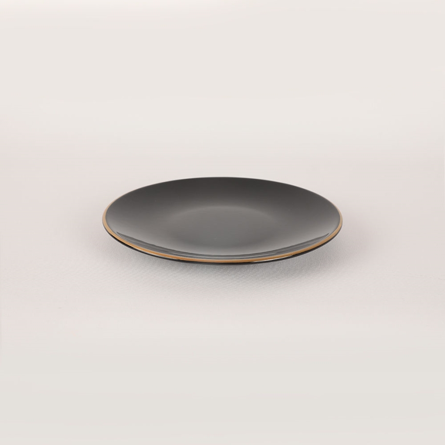 Conjunto de jantar 44 peças preto/dourado/grés