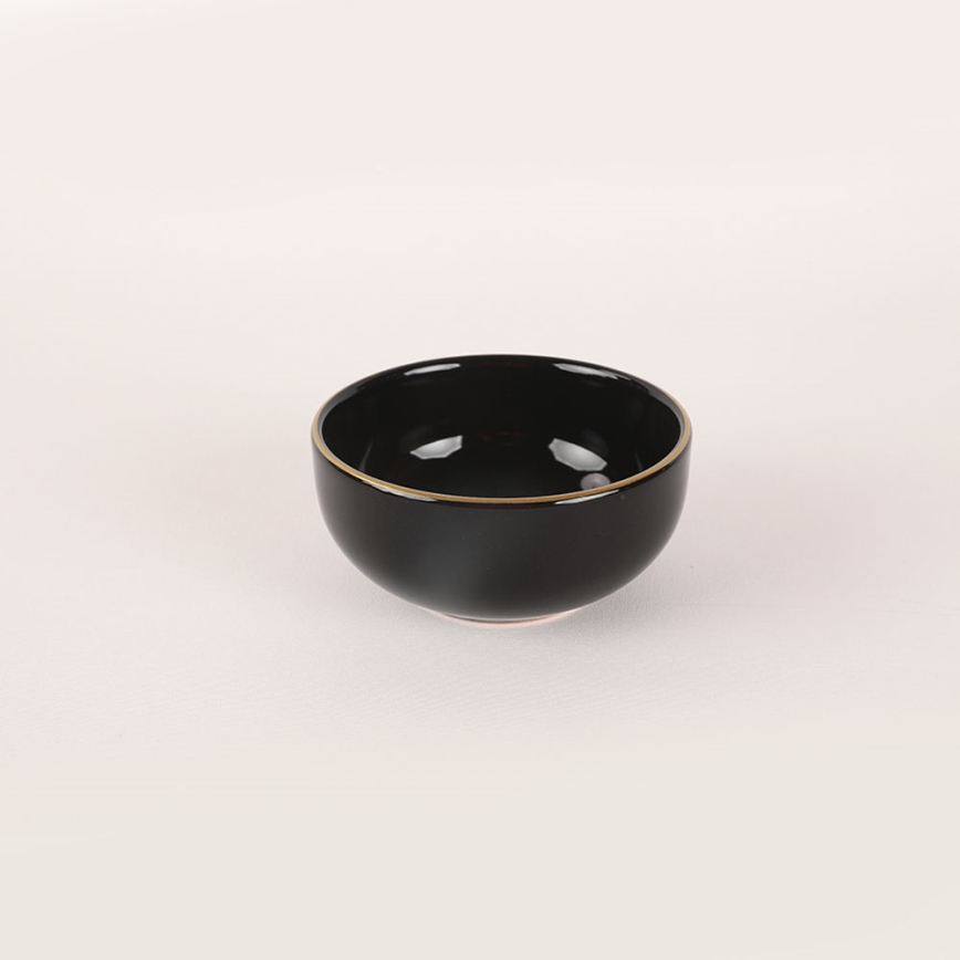 Conjunto de jantar 44 peças preto/dourado/grés