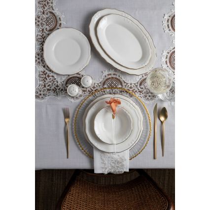 Conjunto de jantar 53 peças branco/dourado/porcelana