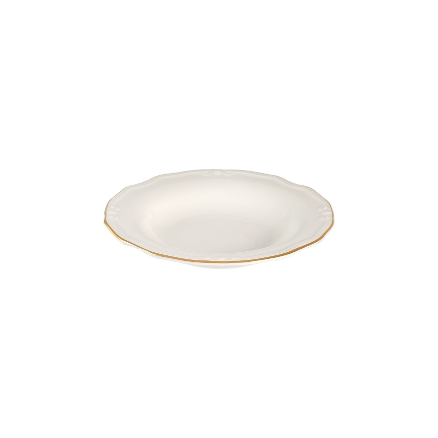 Conjunto de jantar 53 peças branco/dourado/porcelana