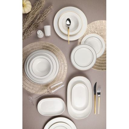 Conjunto de jantar 53 peças branco/dourado/porcelana