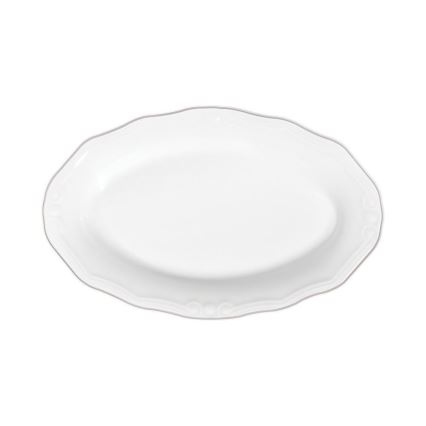 Conjunto de jantar 53 peças branco/prateado em porcelana