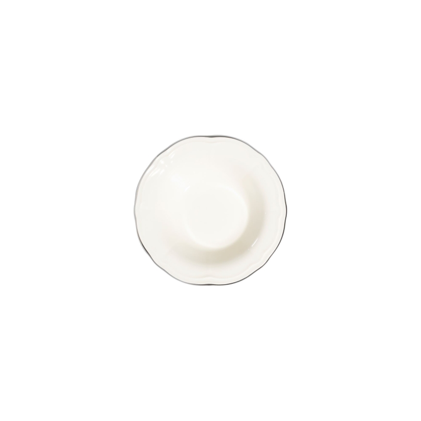 Conjunto de jantar 53 peças branco/prateado/porcelana