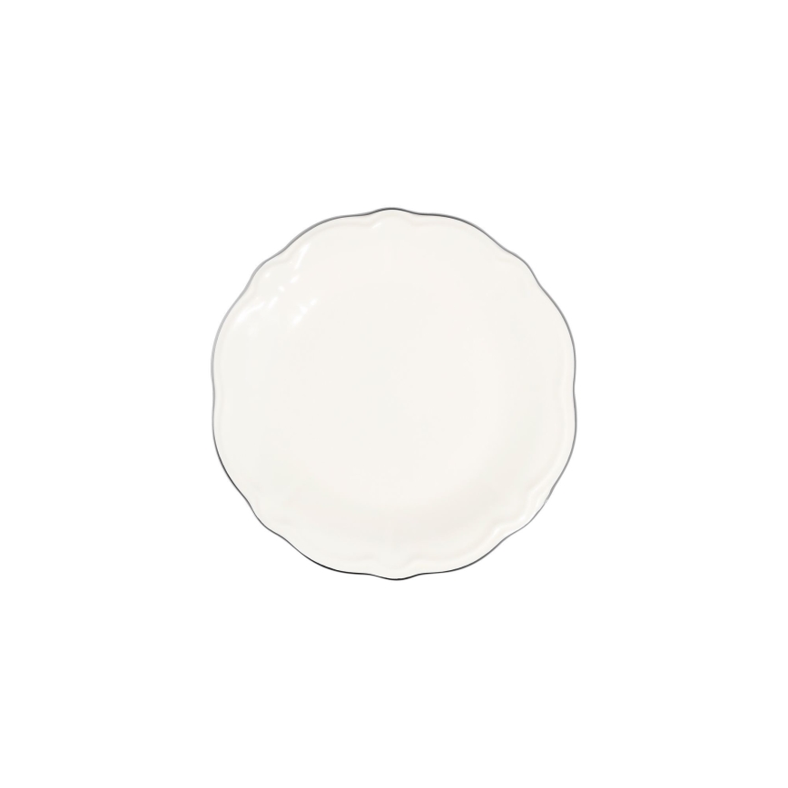 Conjunto de jantar 53 peças branco/prateado/porcelana