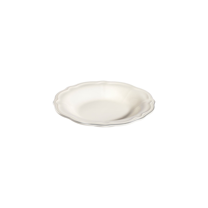 Conjunto de jantar 53 peças branco/prateado/porcelana