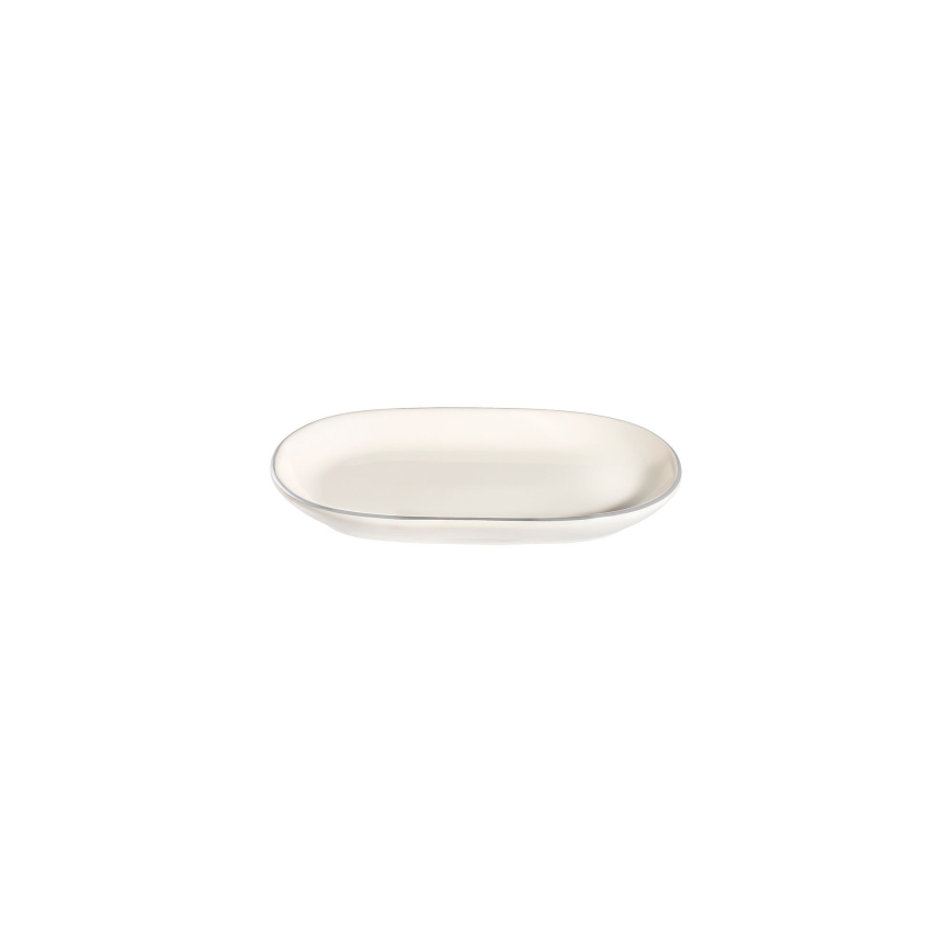 Conjunto de jantar 53 peças creme/prateado/porcelana