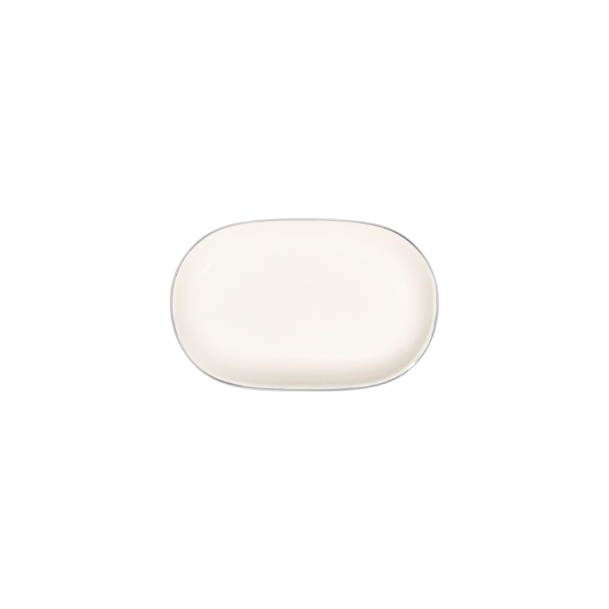 Conjunto de jantar 53 peças creme/prateado/porcelana