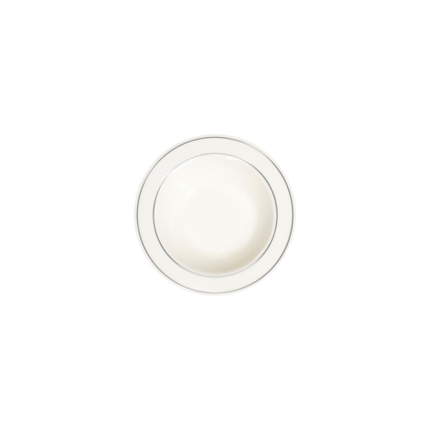 Conjunto de jantar 53 peças creme/prateado/porcelana