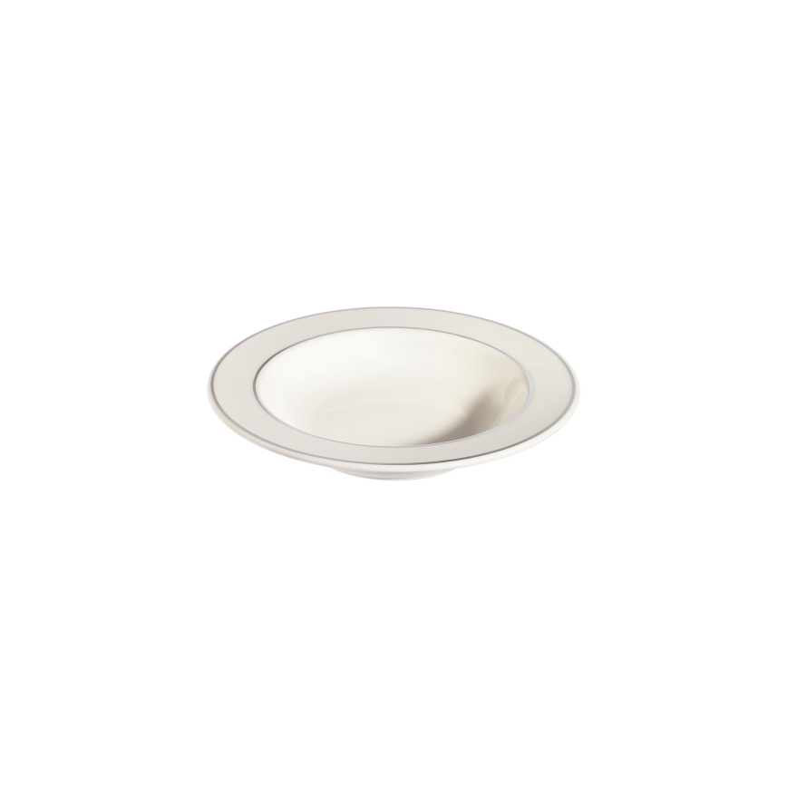 Conjunto de jantar 53 peças creme/prateado/porcelana