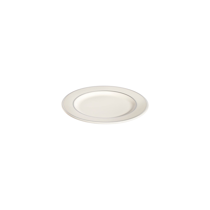 Conjunto de jantar 53 peças creme/prateado/porcelana