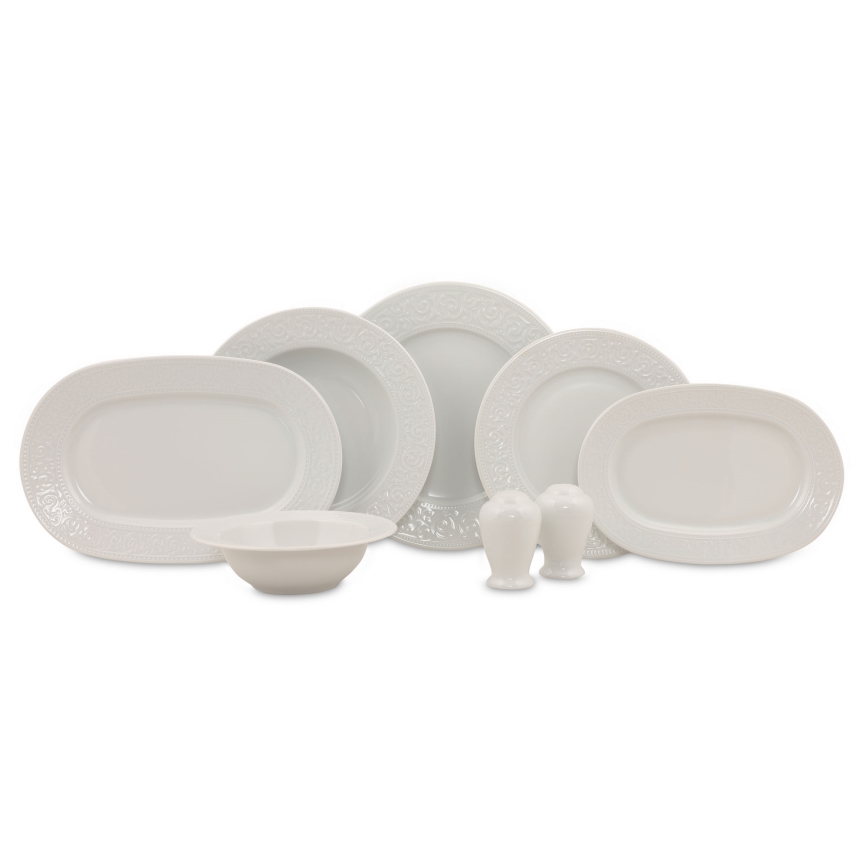 Conjunto de jantar 53 peças em porcelana branca