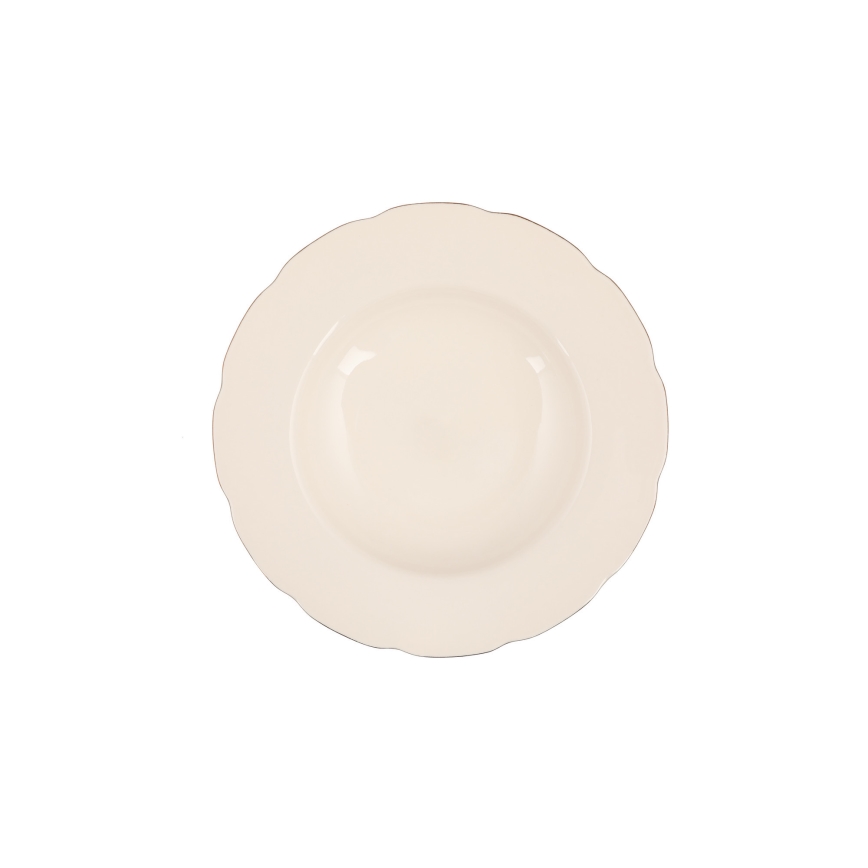 Conjunto de jantar 54 peças branco/cobre/porcelana marfim