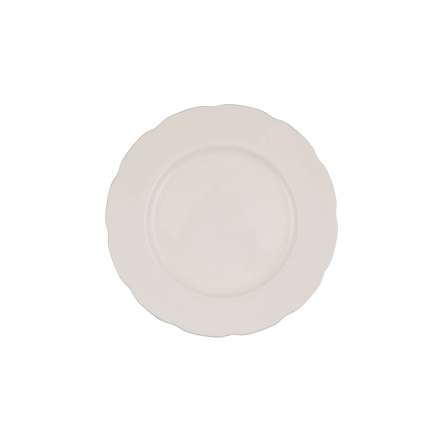 Conjunto de jantar 54 peças em porcelana — branco/prateado/marfim