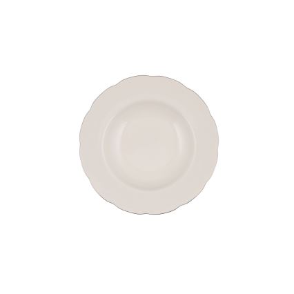Conjunto de jantar 54 peças em porcelana — branco/prateado/marfim