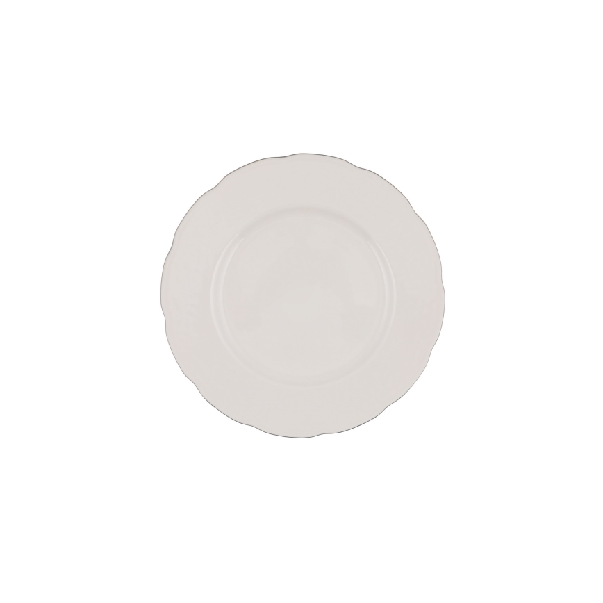 Conjunto de jantar 54 peças em porcelana — branco/prateado/marfim