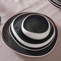 Conjunto de jantar 55 peças branco/preto/grés