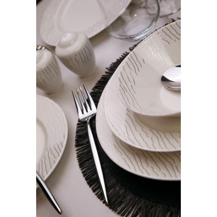 Conjunto de jantar 62 peças branco/prateado/porcelana