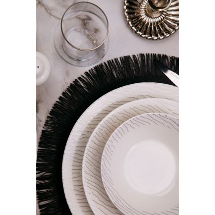 Conjunto de jantar 62 peças branco/prateado/porcelana