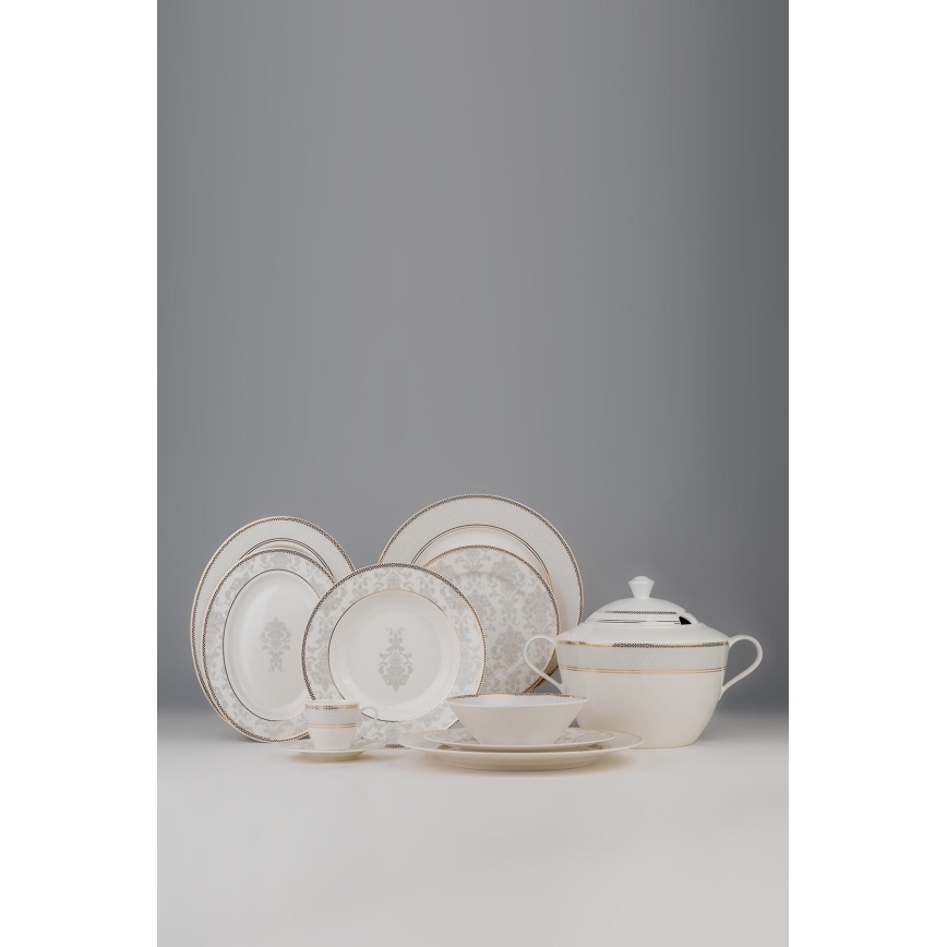 Conjunto de jantar 68 peças multicolorido/porcelana de osso