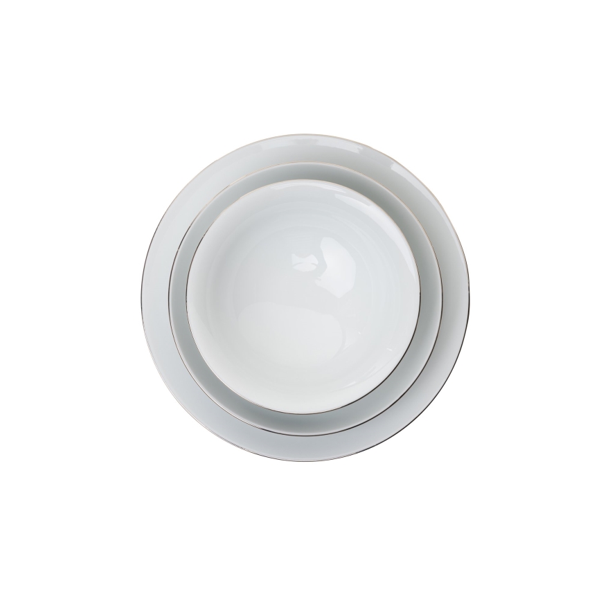 Conjunto de jantar 8 peças branco/prateado/porcelana