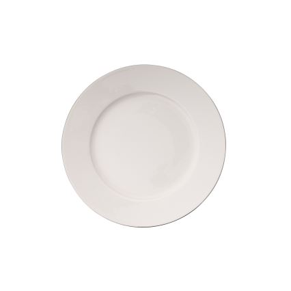 Conjunto de jantar de 18 peças, branco/prateado, em porcelana