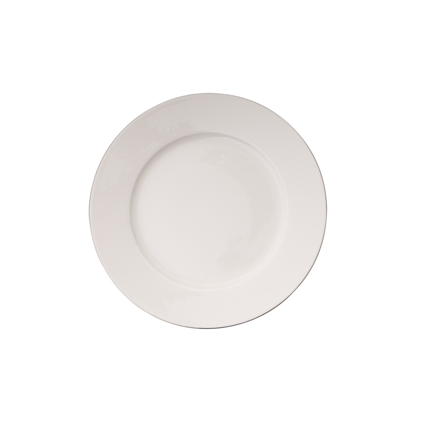 Conjunto de jantar de 18 peças, branco/prateado, em porcelana