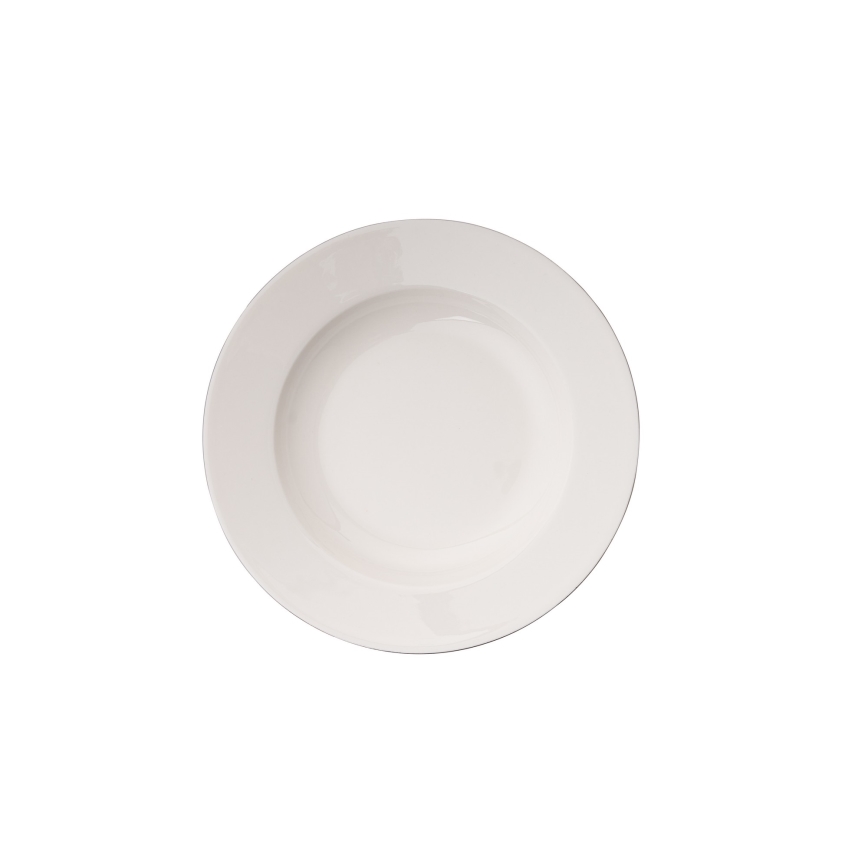 Conjunto de jantar de 18 peças, branco/prateado, em porcelana