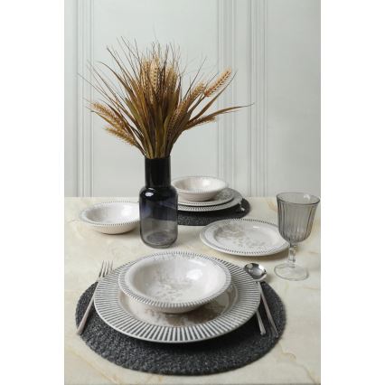 Conjunto de jantar de 18 peças em cerâmica, cinzento/creme