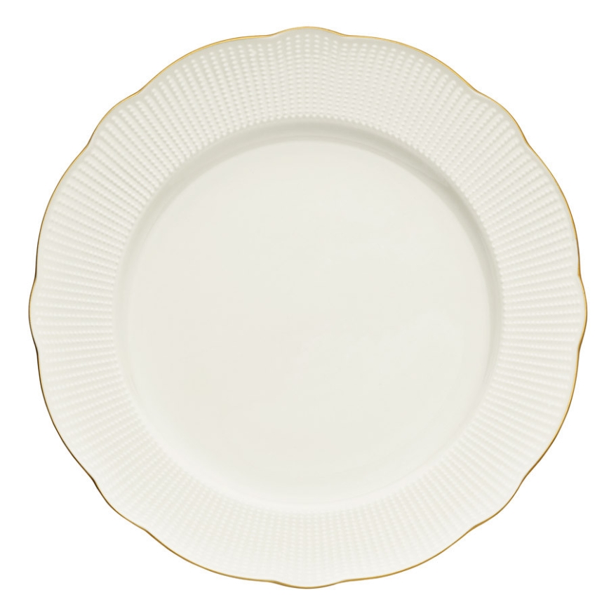 Conjunto de jantar de 24 peças, branco/dourado, em porcelana