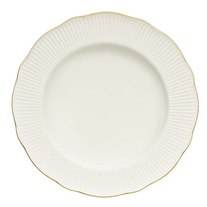 Conjunto de jantar de 24 peças, branco/dourado, em porcelana