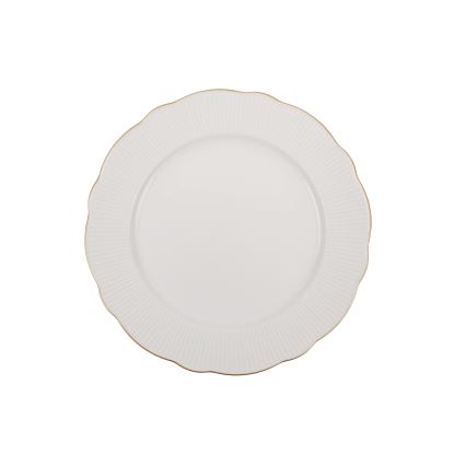 Conjunto de jantar de 24 peças, branco/dourado, em porcelana