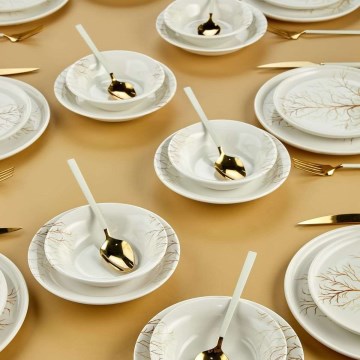 Conjunto de jantar de 24 peças, branco/laranja, em cerâmica