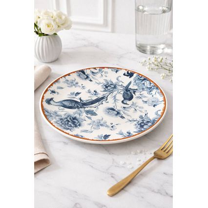 Conjunto de jantar de 24 peças em cerâmica — disponível em branco, azul e castanho