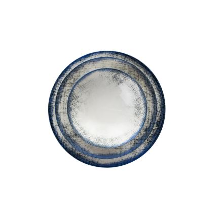 Conjunto de jantar de 24 peças em porcelana branca/azul