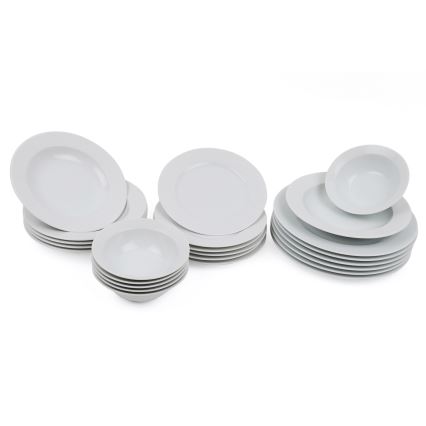 Conjunto de jantar de 24 peças em porcelana branca