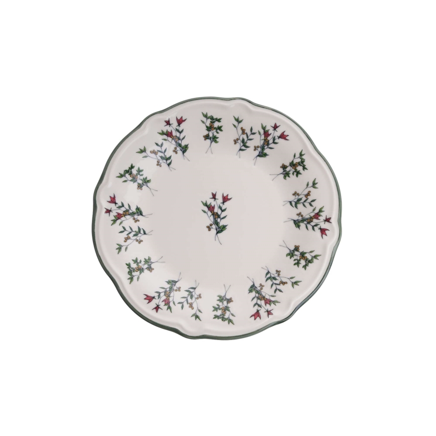 Conjunto de jantar de 24 peças em porcelana — branco e verde