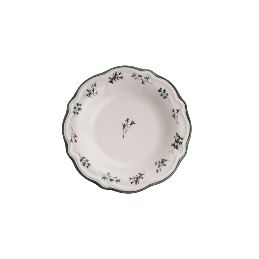 Conjunto de jantar de 24 peças em porcelana — branco e verde