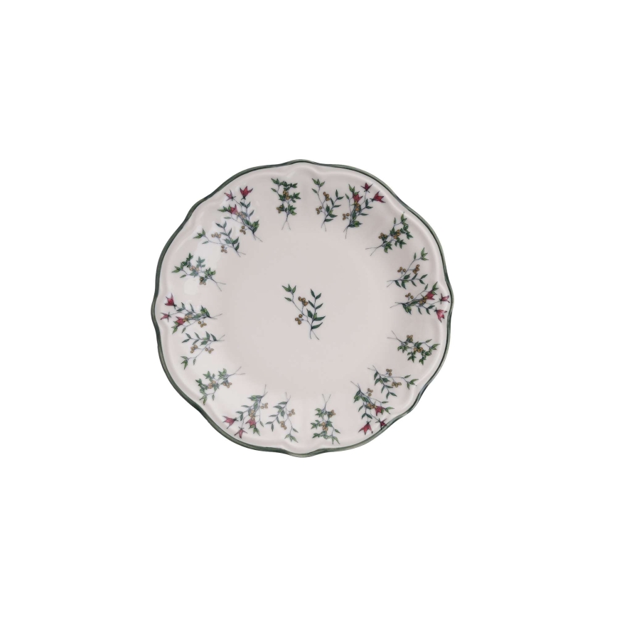 Conjunto de jantar de 24 peças em porcelana — branco e verde