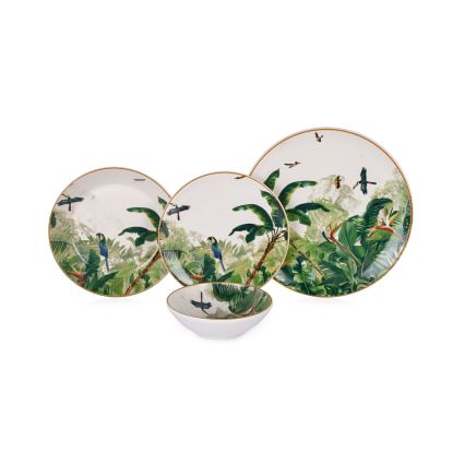 Conjunto de jantar de 24 peças, multicolorido, em cerâmica