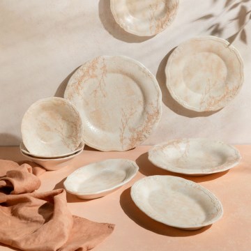 Conjunto de jantar de 27 peças bege/porcelana
