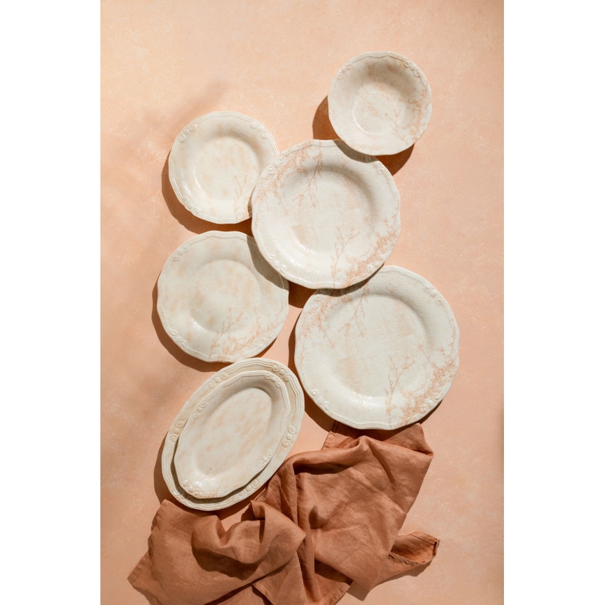 Conjunto de jantar de 27 peças bege/porcelana