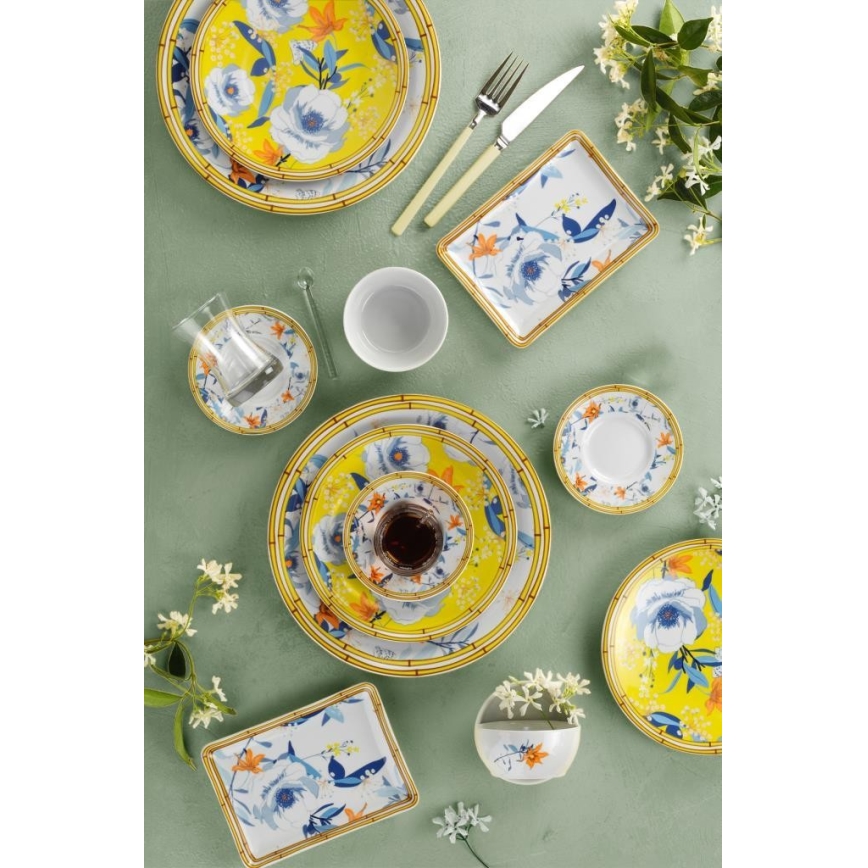 Conjunto de jantar de 50 peças em porcelana multicolorida