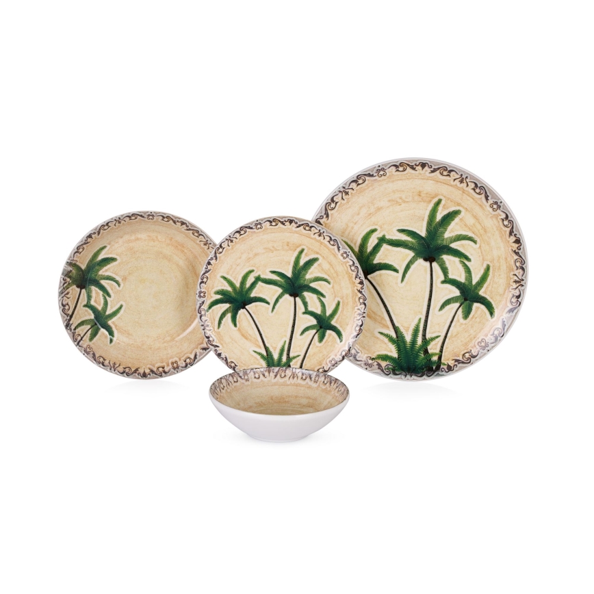 Conjunto de jantar em cerâmica, 24 peças, multicolorido