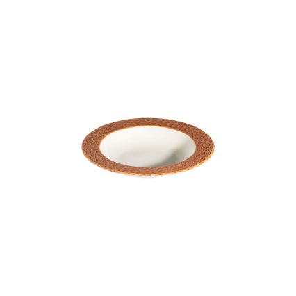 Conjunto de jantar em porcelana, 24 peças, branco/laranja