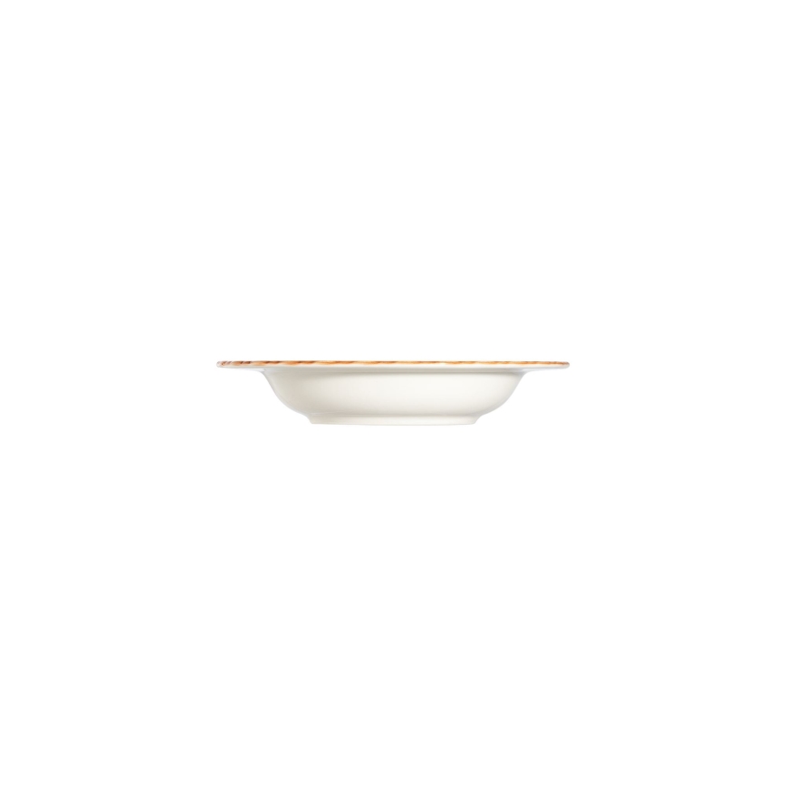 Conjunto de jantar em porcelana, 24 peças, branco/laranja