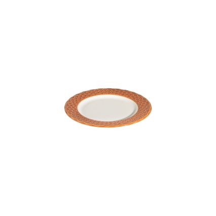 Conjunto de jantar em porcelana, 24 peças, branco/laranja